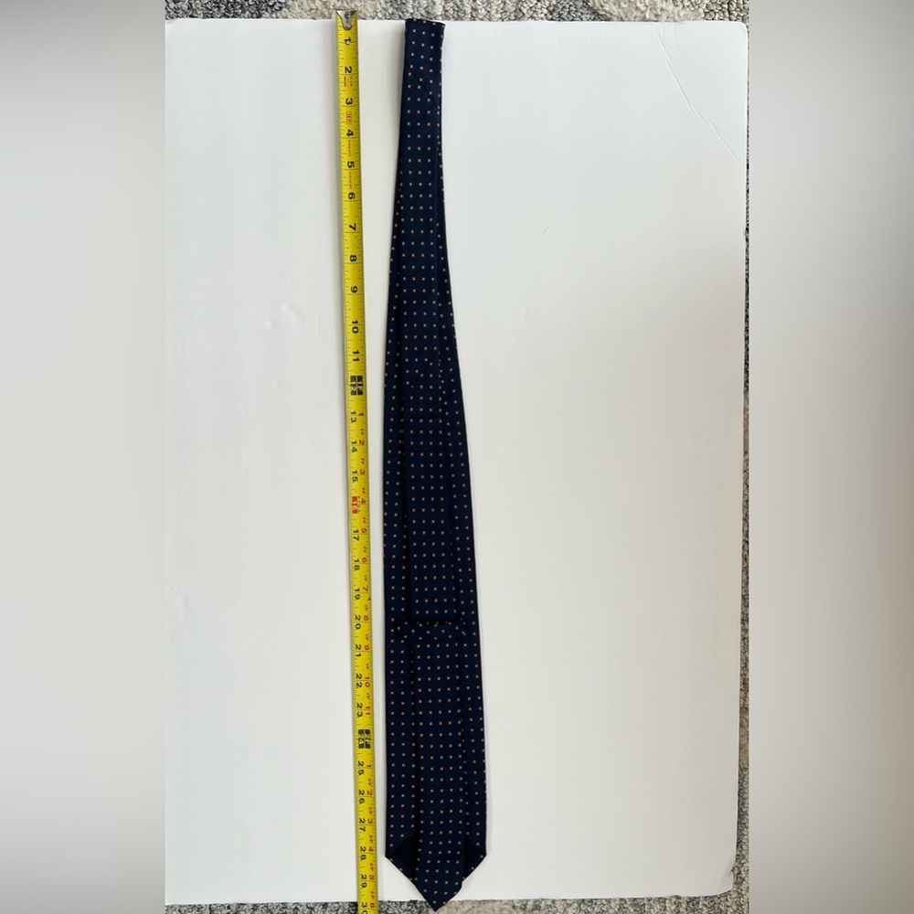 Ermengildo Zegna, Navy and Orange, 100% Silk, Patterned Tie - Picture 8 of 8